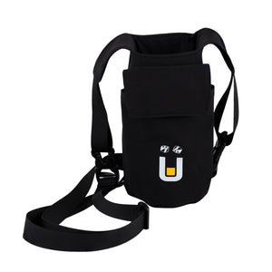 pnümix black sling carrying bag with adjustable strap—designed for portable cocktail mixers and drinkware. Perfect accessory for overlanders, campers, tailgaters, boating, RV trips, and outdoor adventures. Durable, lightweight, and ideal for transporting waterproof, floatable thermos and mixing supplies. Great addition to camping supplies, hosting gear, and party essentials.